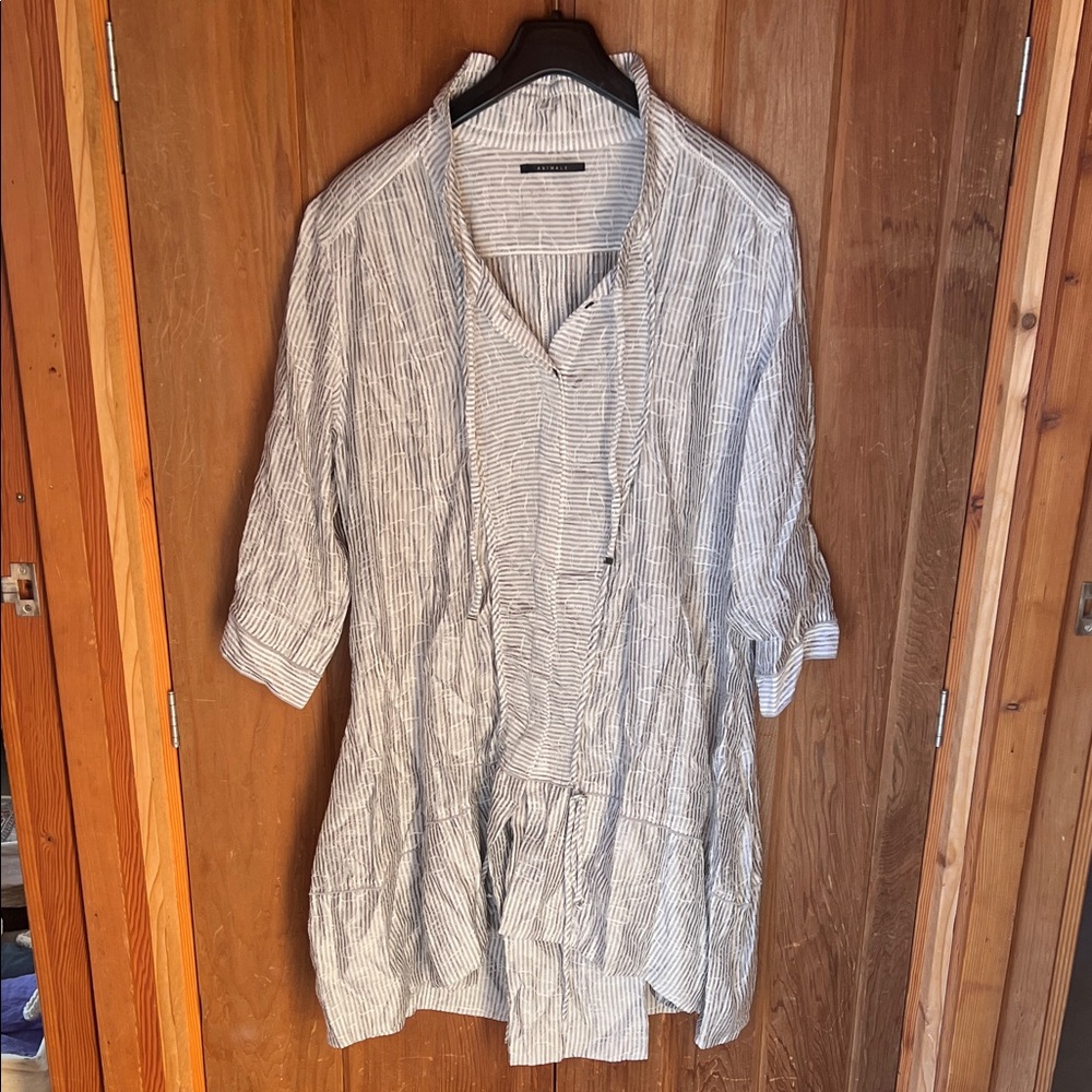 Animale Striped Lightweight Men's Shirt Jacket in Gray and White